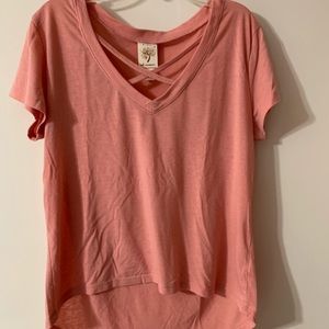 bright pink shirt w/ cagged front